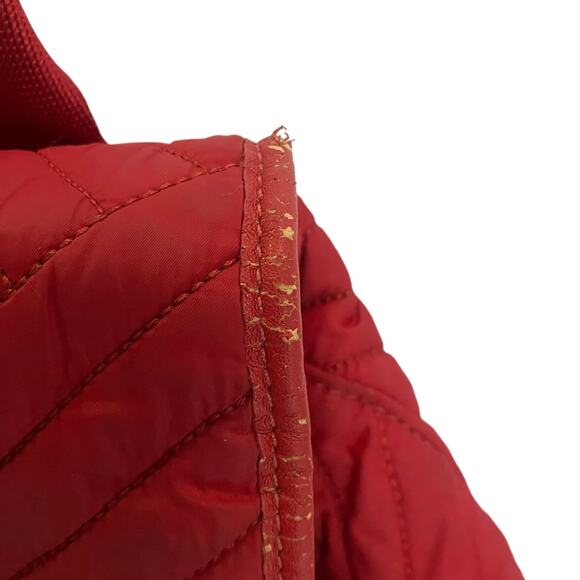 Tory Burch Red Backpack Leather Quilted Nylon Bag - Picture 2 of 13